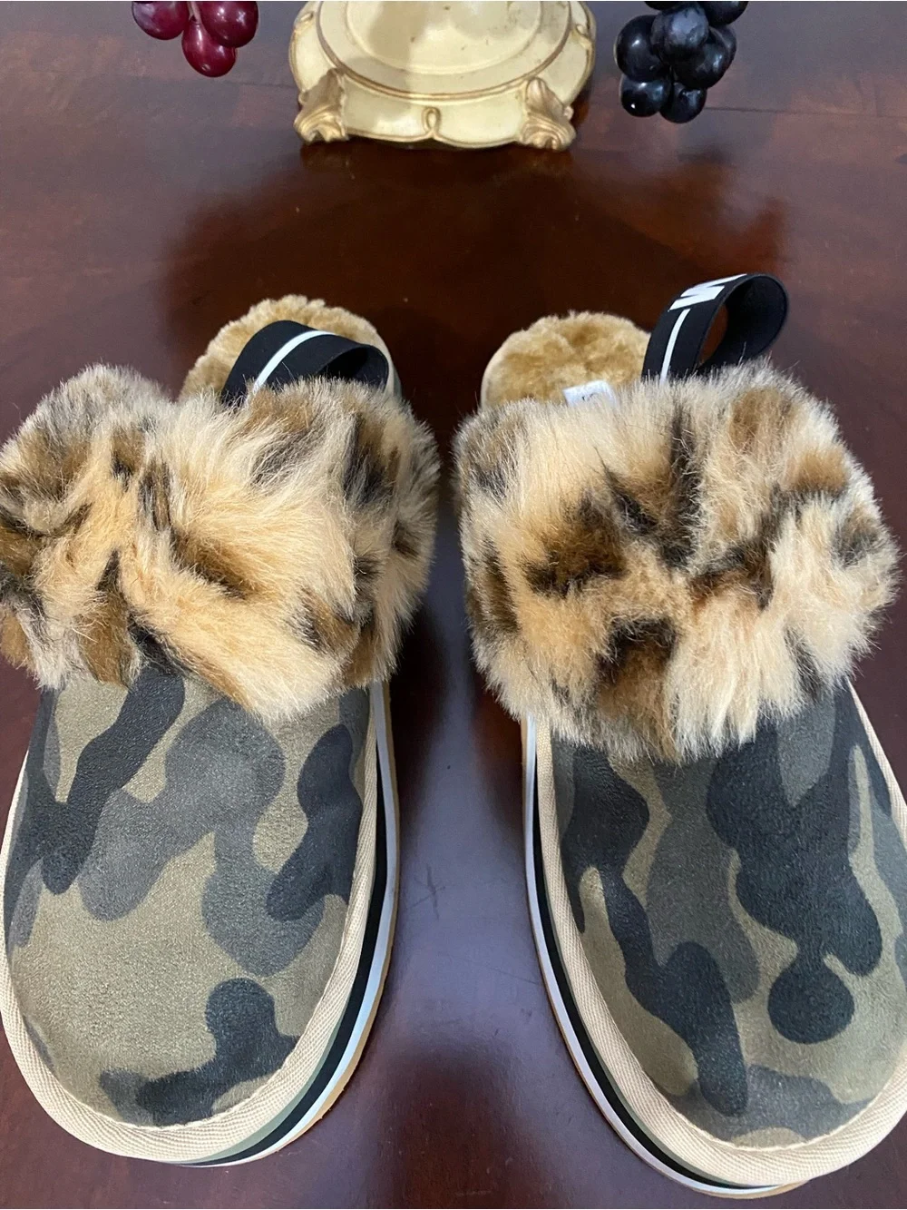 Steve Madden Leopard Faux-Fur Camo Platform Slide Sandals